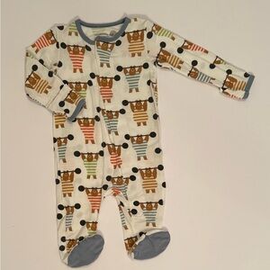 Magnetic Me Multicolor Bear Lifting Weights Print Footie 0-3M GUC
